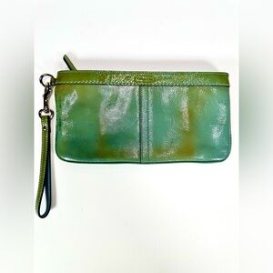 Coach Shiny Green Patent Leather Clutch/ Wristlet